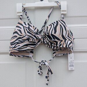 NWT-Shade & Shore zebra print bikini top-34B